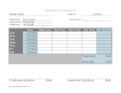 Weekly Horizontal No Breaks Large Print